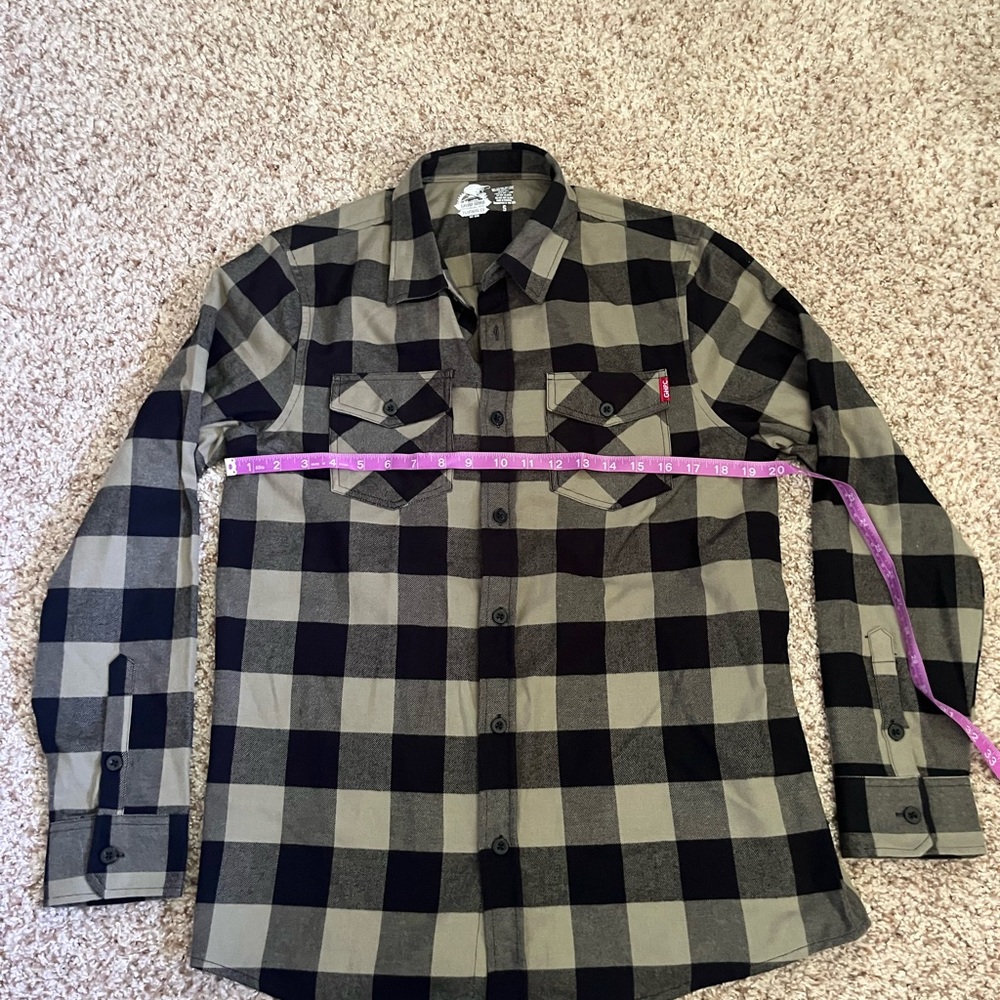Men's Black and Green Plaid Casual Button Down Shirt